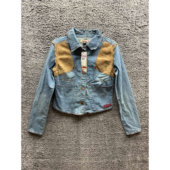 Johnny Blaze Jackets & Blazers - NWD Johnny Blaze Flame Stretch Denim Jacket Light Sandblast Womens Size M
